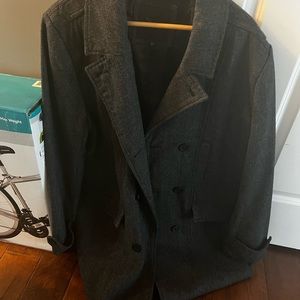 Marc Anthony pea coat black and grey checker pattern